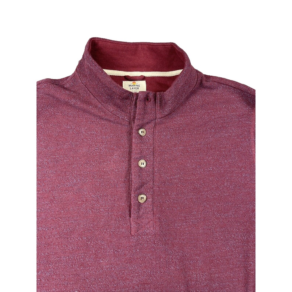 Marine Layer Clayton Textured Pullover Mens XL Maroon Henley Gorpcore Cabincore